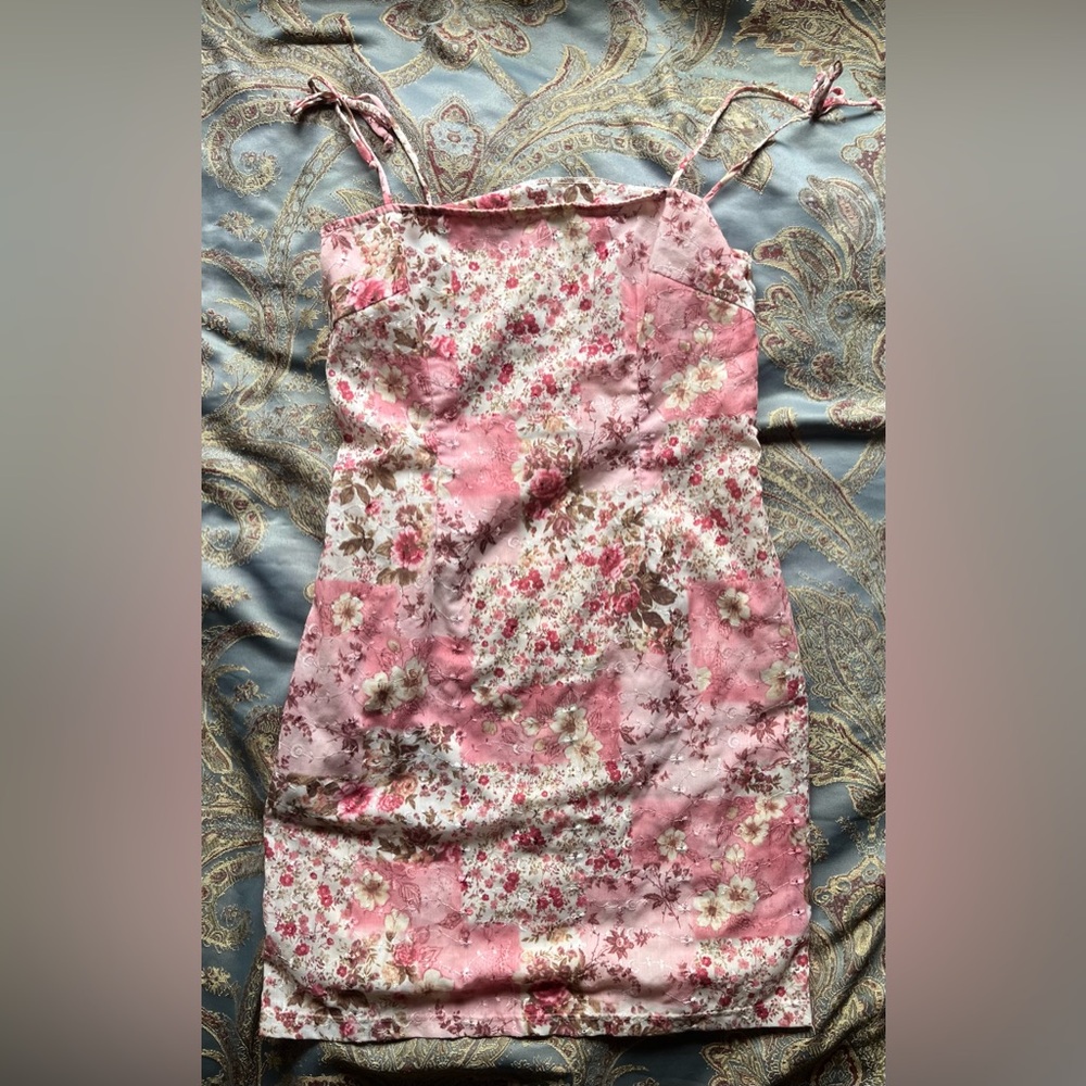 Pink floral mini dress size small
